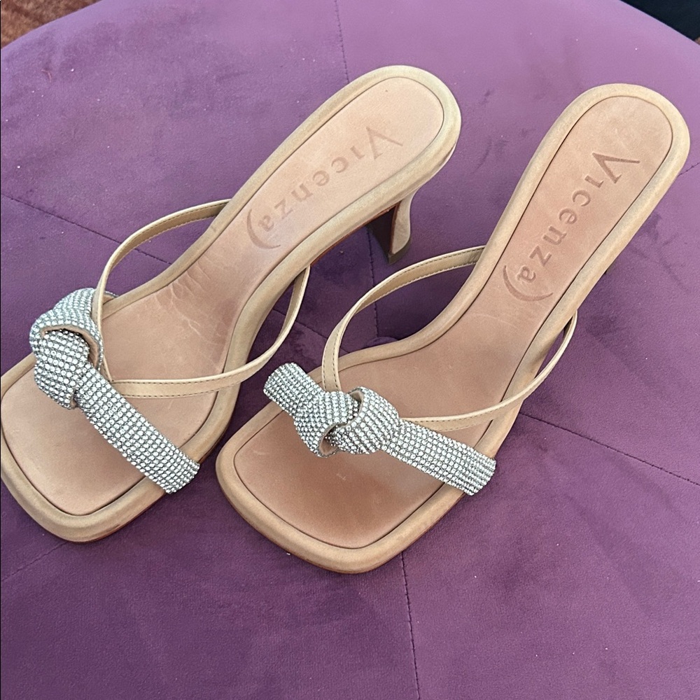Anthropologie Leather with Rhinestones Heeled Sandals NIB - Picture 3 of 9